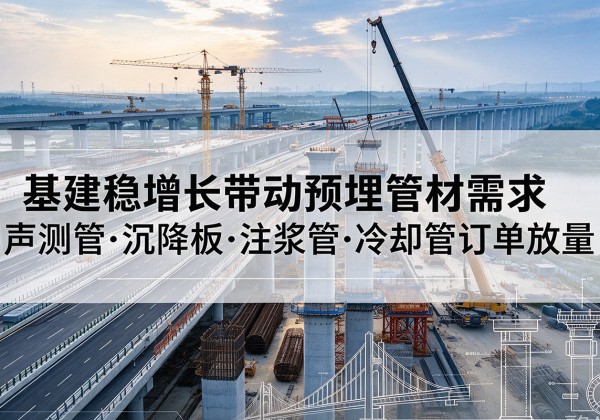 长海基建稳增长带动预埋监测管材需求，声测管、沉降板、注浆管订单持续放量